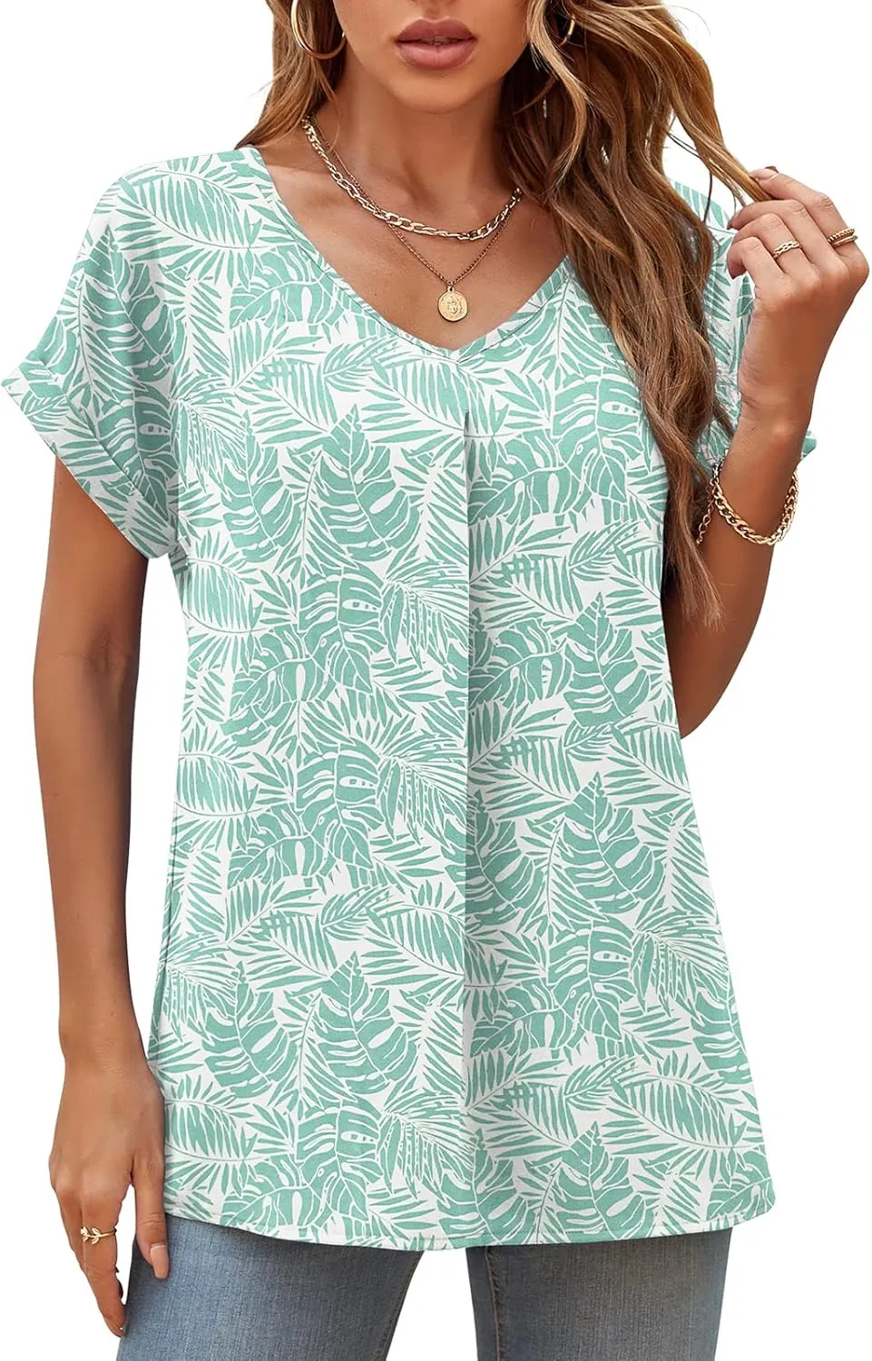 QUEZHU Summer Blouses for Women Elegant Casual V Neck Chiffon Blouses Tops Shirts