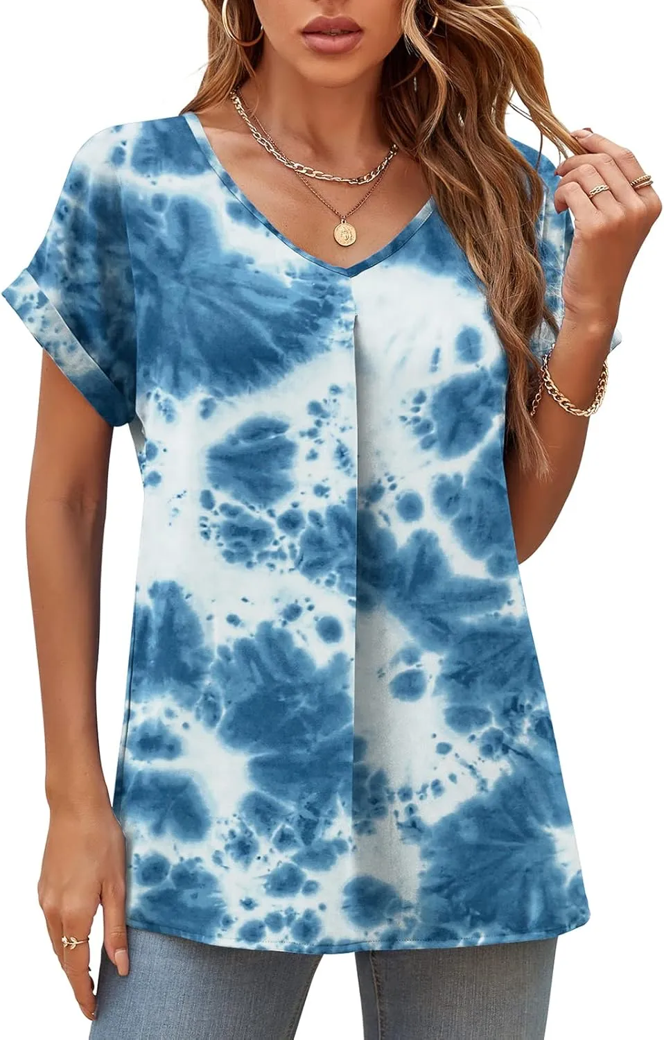 QUEZHU Summer Blouses for Women Elegant Casual V Neck Chiffon Blouses Tops Shirts