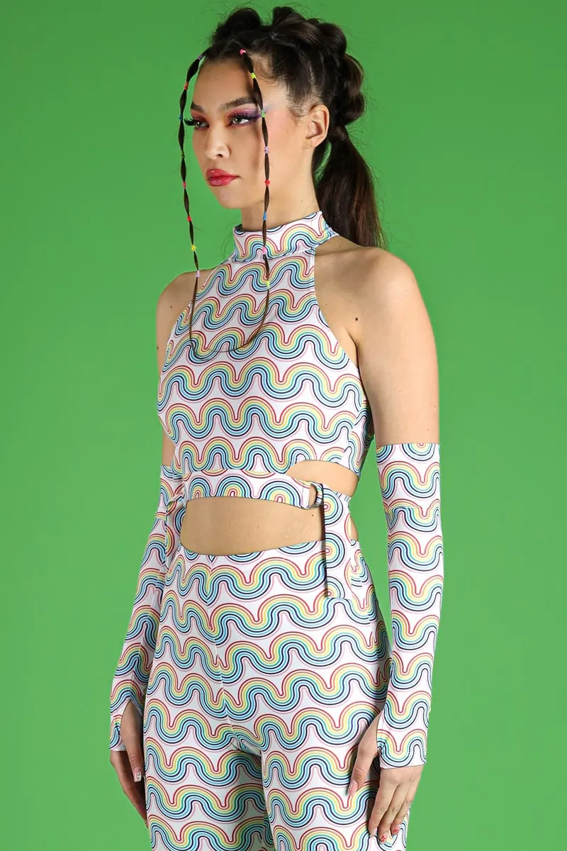 Rainbow Waves Bell Bottoms Pants Set