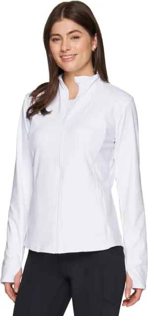 RBX Active Running Jacket for Women, Lightweight Zip Up Mock Neck Yoga Jacket With Zipper Pockets