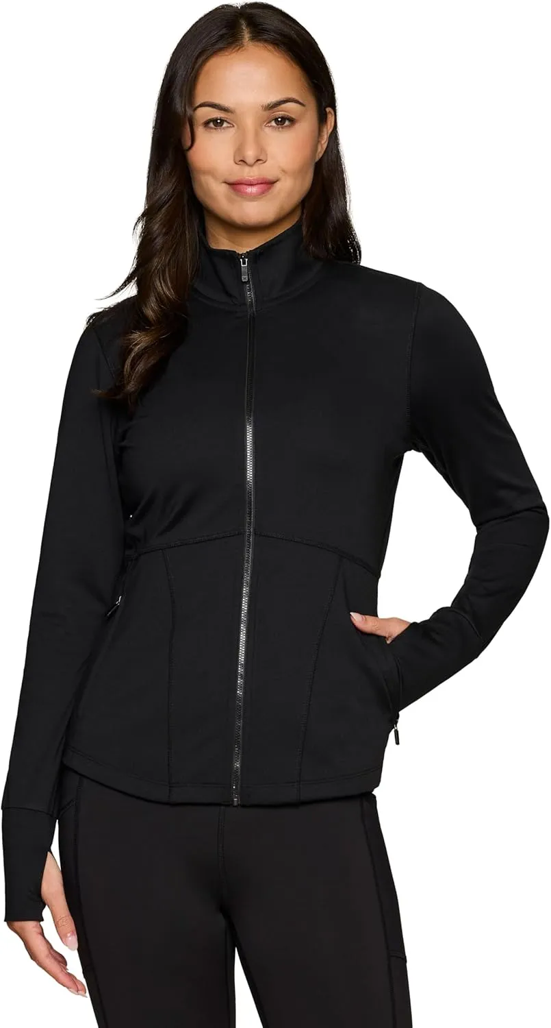 RBX Active Running Jacket for Women, Lightweight Zip Up Mock Neck Yoga Jacket With Zipper Pockets