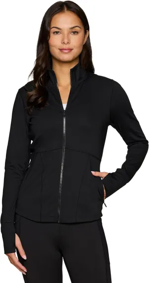 RBX Active Running Jacket for Women, Lightweight Zip Up Mock Neck Yoga Jacket With Zipper Pockets