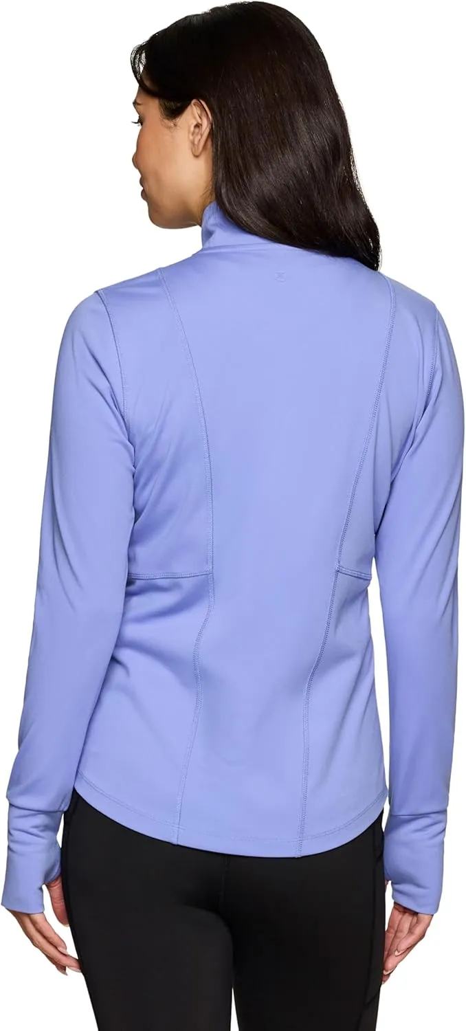 RBX Active Running Jacket for Women, Lightweight Zip Up Mock Neck Yoga Jacket With Zipper Pockets