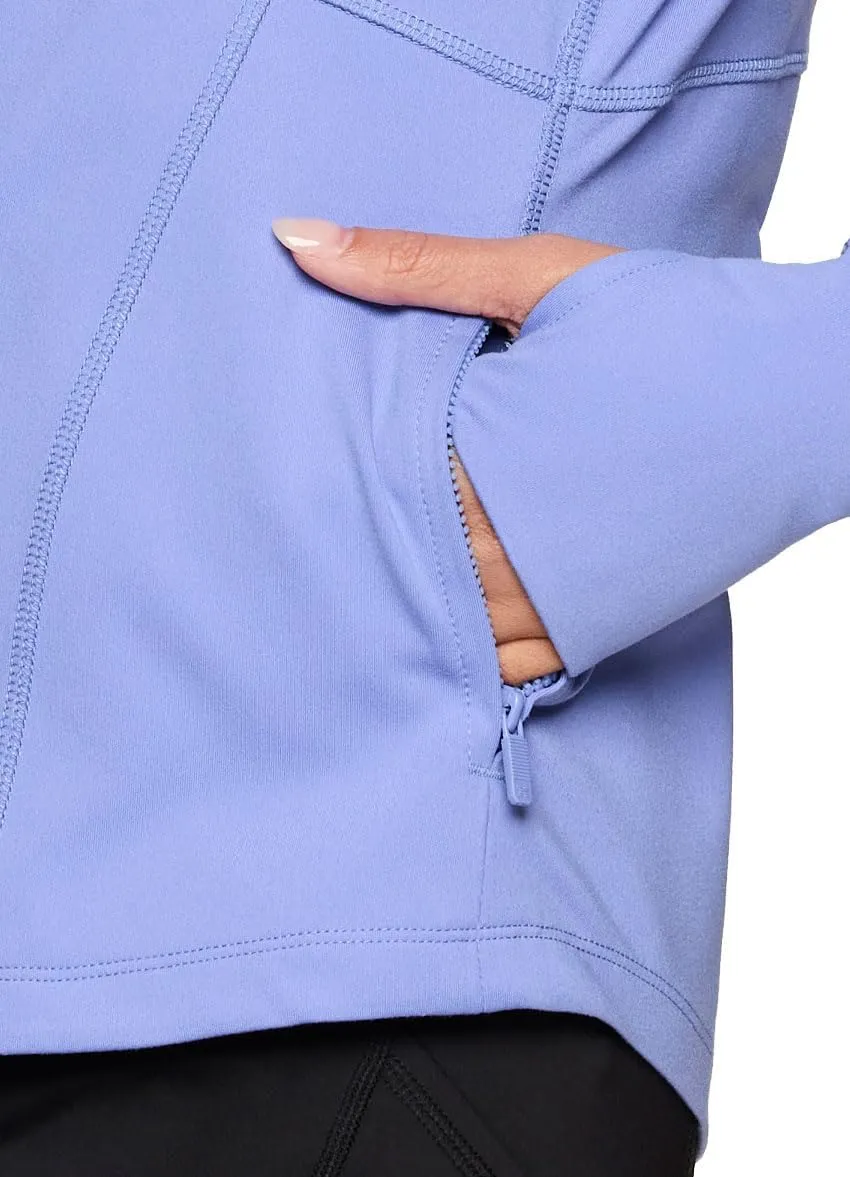 RBX Active Running Jacket for Women, Lightweight Zip Up Mock Neck Yoga Jacket With Zipper Pockets
