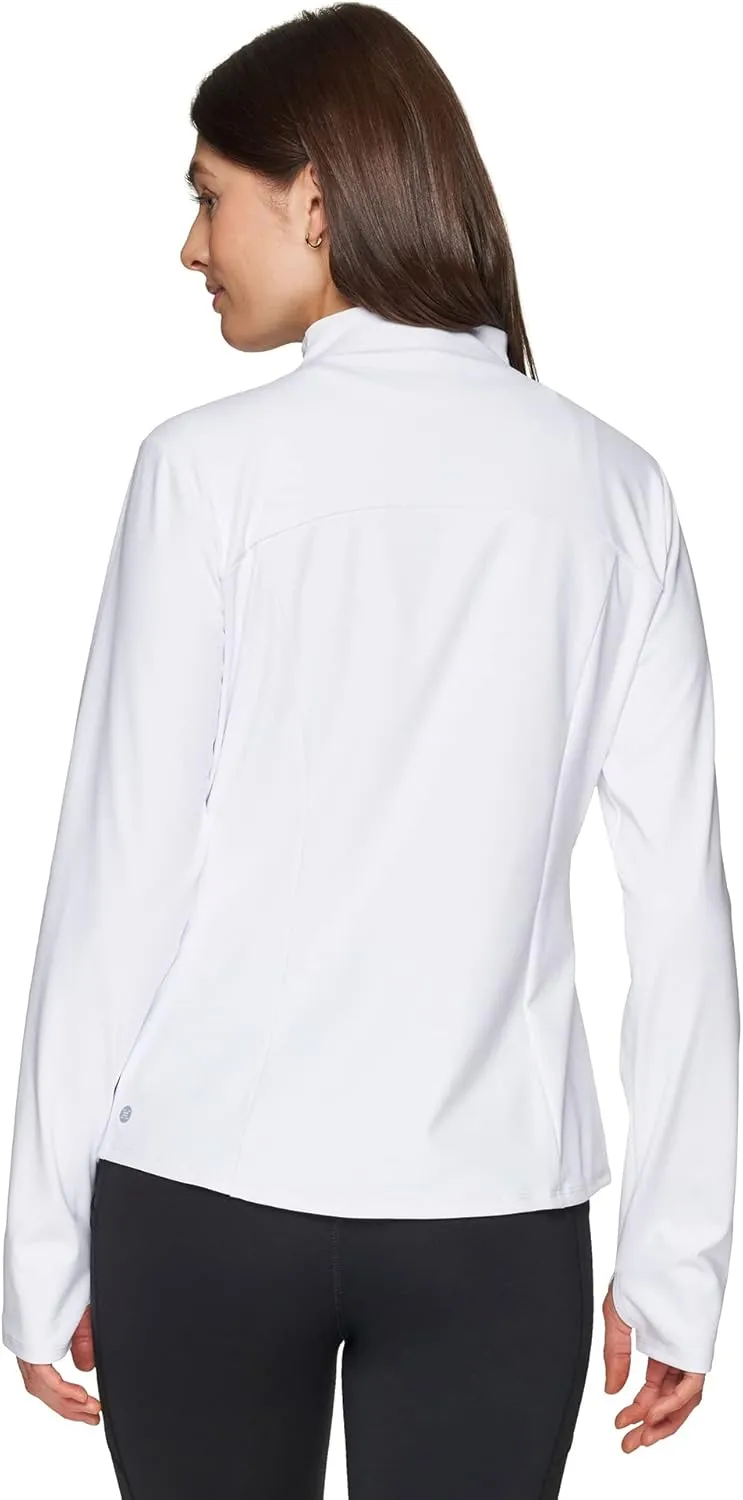 RBX Active Running Jacket for Women, Lightweight Zip Up Mock Neck Yoga Jacket With Zipper Pockets