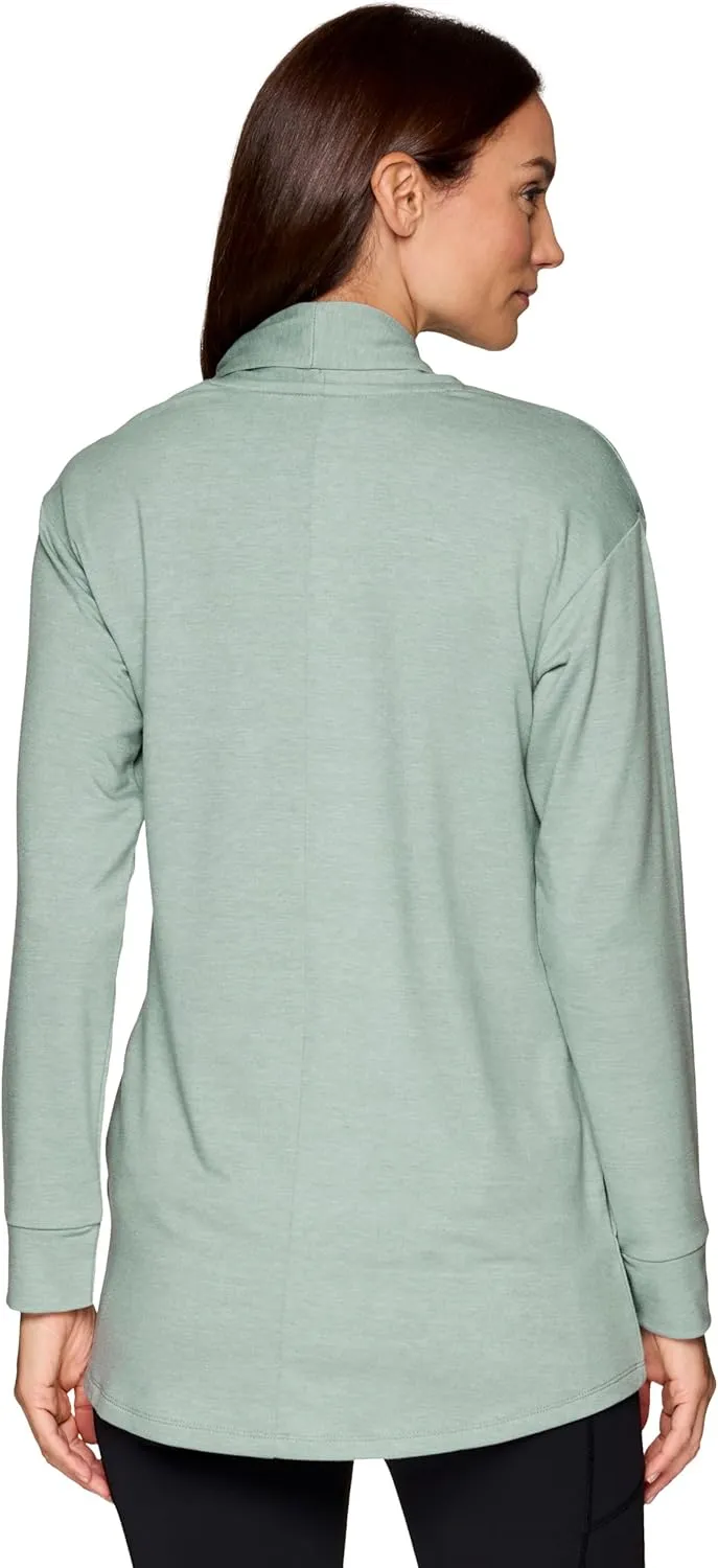 RBX Active Women's Cardigan with Pockets, Lightweight French Terry Open Cardigan Sweater for Yoga, Everyday, with Plus Sizes