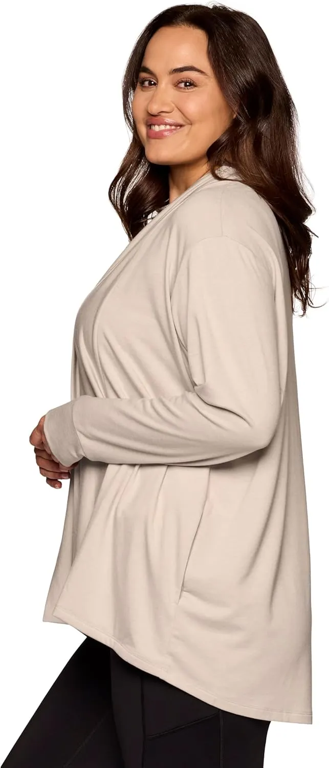 RBX Active Women's Cardigan with Pockets, Lightweight French Terry Open Cardigan Sweater for Yoga, Everyday, with Plus Sizes