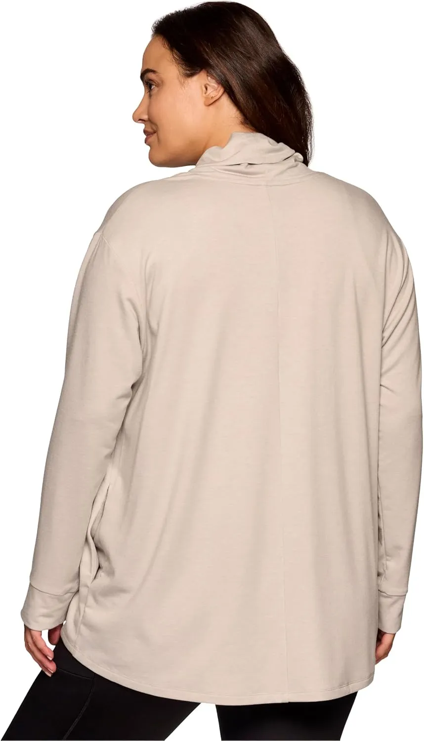 RBX Active Women's Cardigan with Pockets, Lightweight French Terry Open Cardigan Sweater for Yoga, Everyday, with Plus Sizes