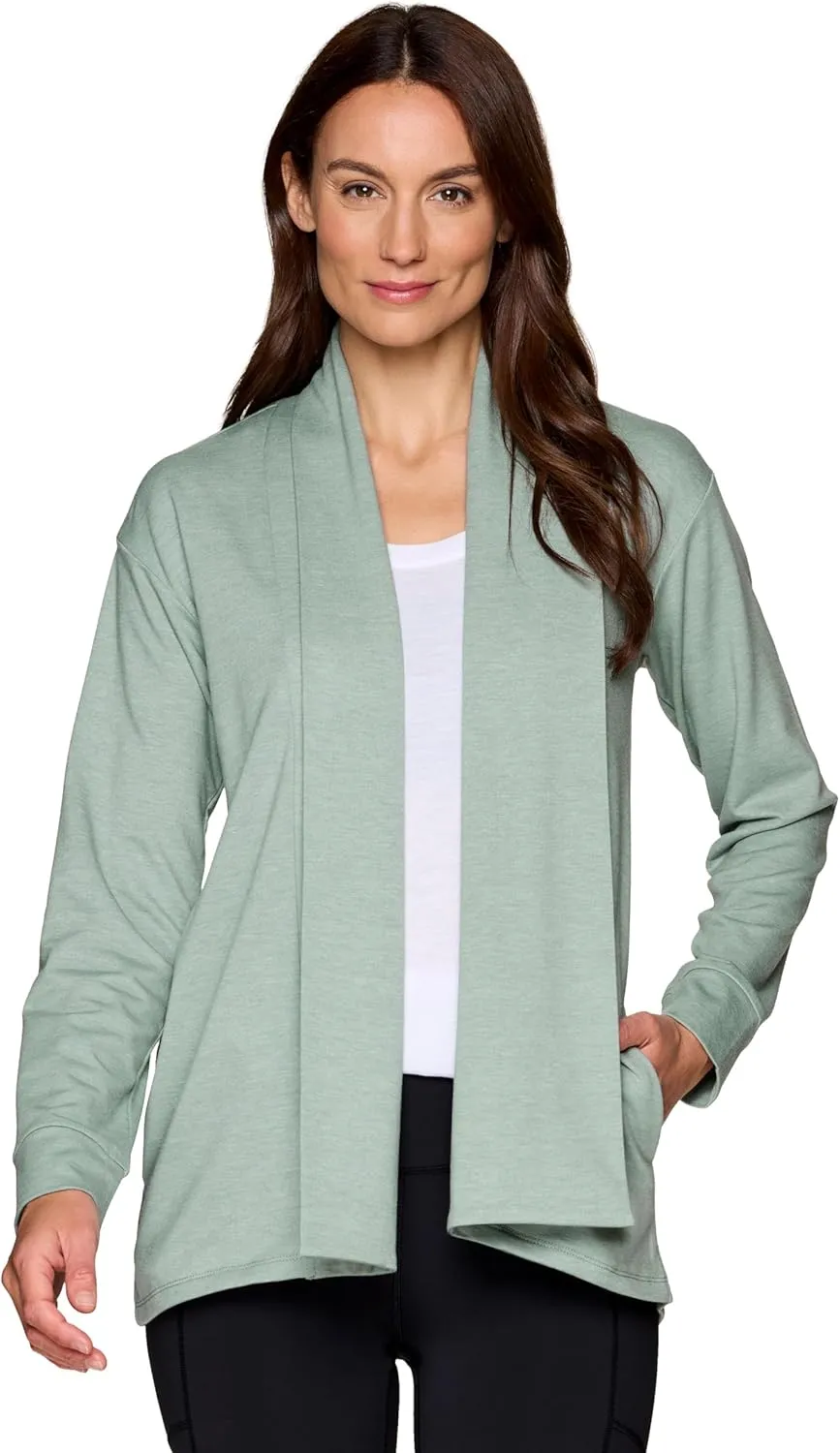 RBX Active Women's Cardigan with Pockets, Lightweight French Terry Open Cardigan Sweater for Yoga, Everyday, with Plus Sizes
