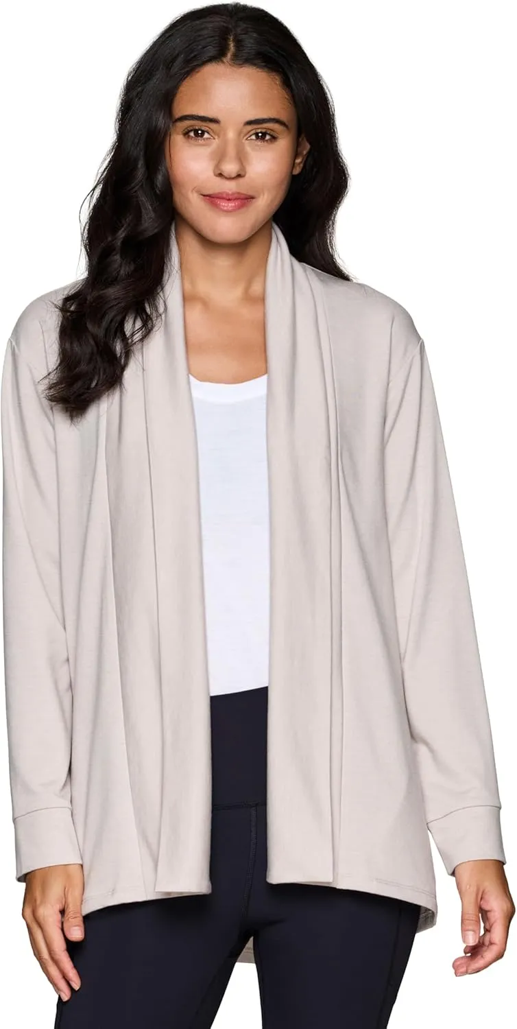 RBX Active Women's Cardigan with Pockets, Lightweight French Terry Open Cardigan Sweater for Yoga, Everyday, with Plus Sizes
