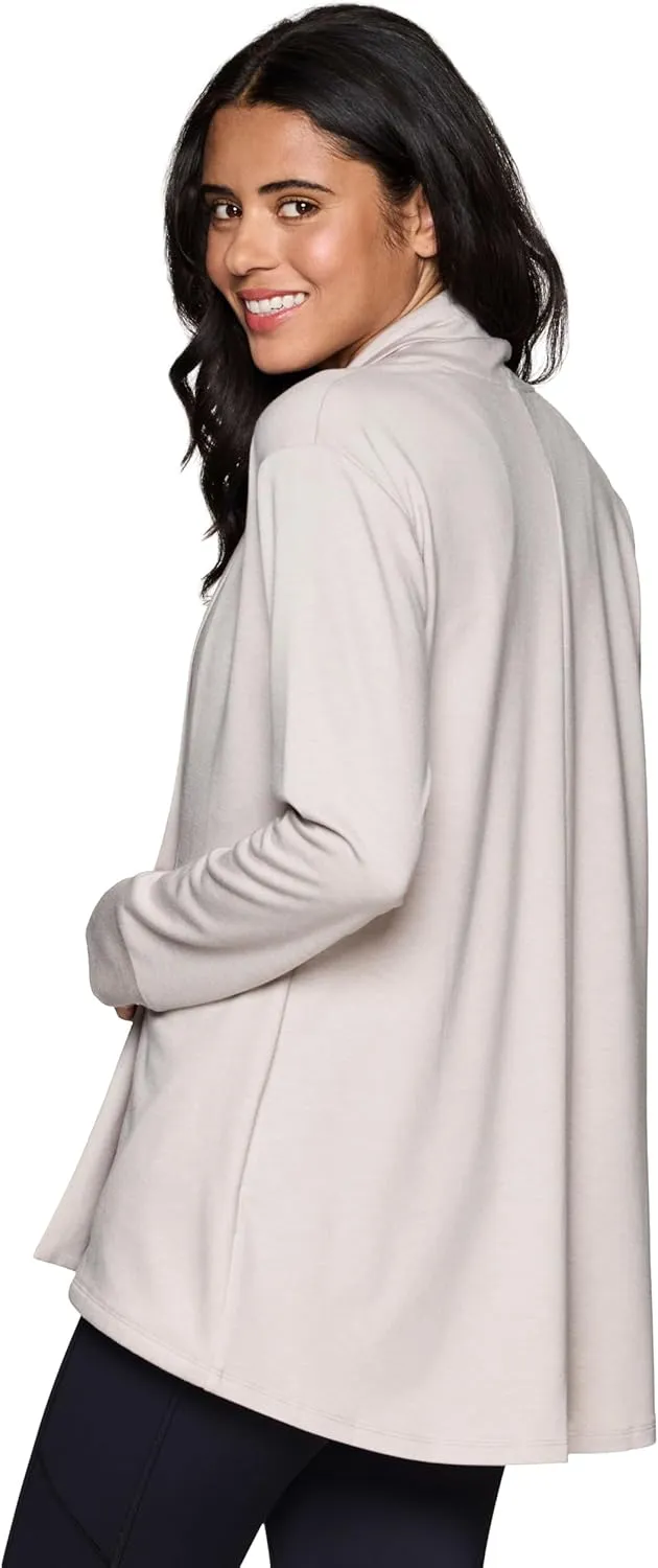 RBX Active Women's Cardigan with Pockets, Lightweight French Terry Open Cardigan Sweater for Yoga, Everyday, with Plus Sizes