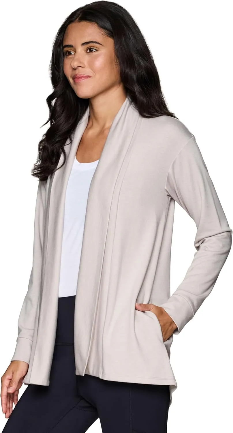 RBX Active Women's Cardigan with Pockets, Lightweight French Terry Open Cardigan Sweater for Yoga, Everyday, with Plus Sizes