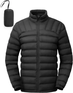 Rdruko Men's Puffer Packable Lightweight Jacket Winter Windproof Down Alternative Stand Collar Coat