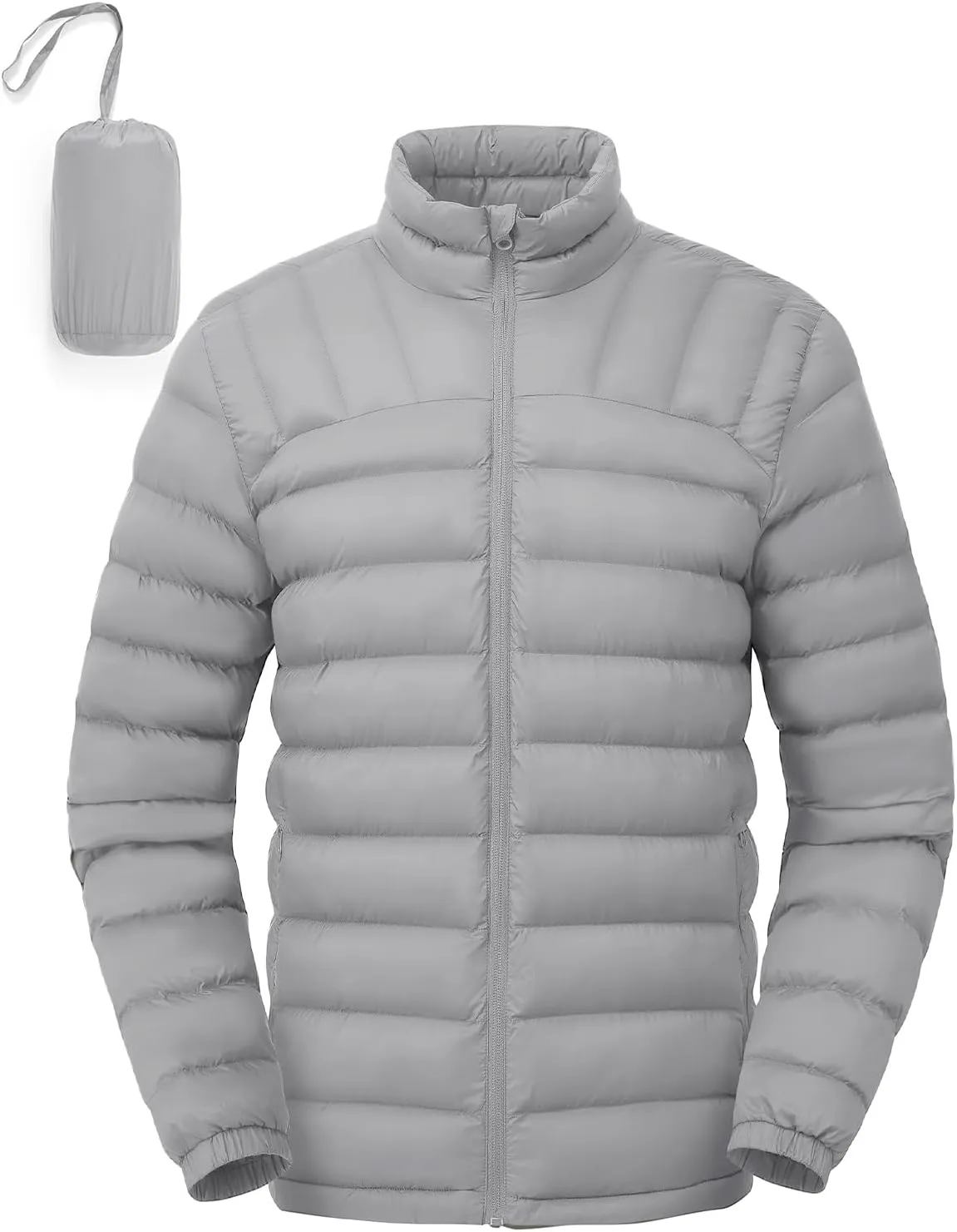 Rdruko Men's Puffer Packable Lightweight Jacket Winter Windproof Down Alternative Stand Collar Coat