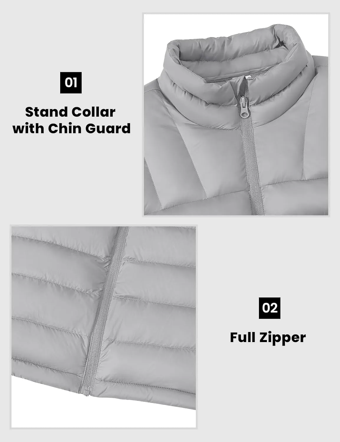 Rdruko Men's Puffer Packable Lightweight Jacket Winter Windproof Down Alternative Stand Collar Coat