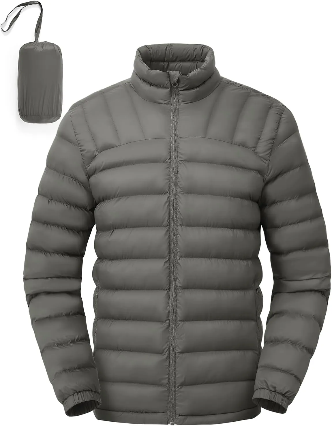 Rdruko Men's Puffer Packable Lightweight Jacket Winter Windproof Down Alternative Stand Collar Coat