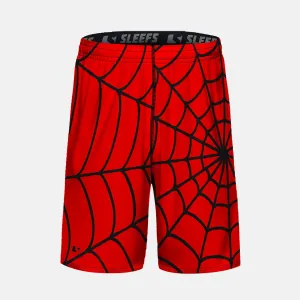 Red Web Pattern Kids Shorts