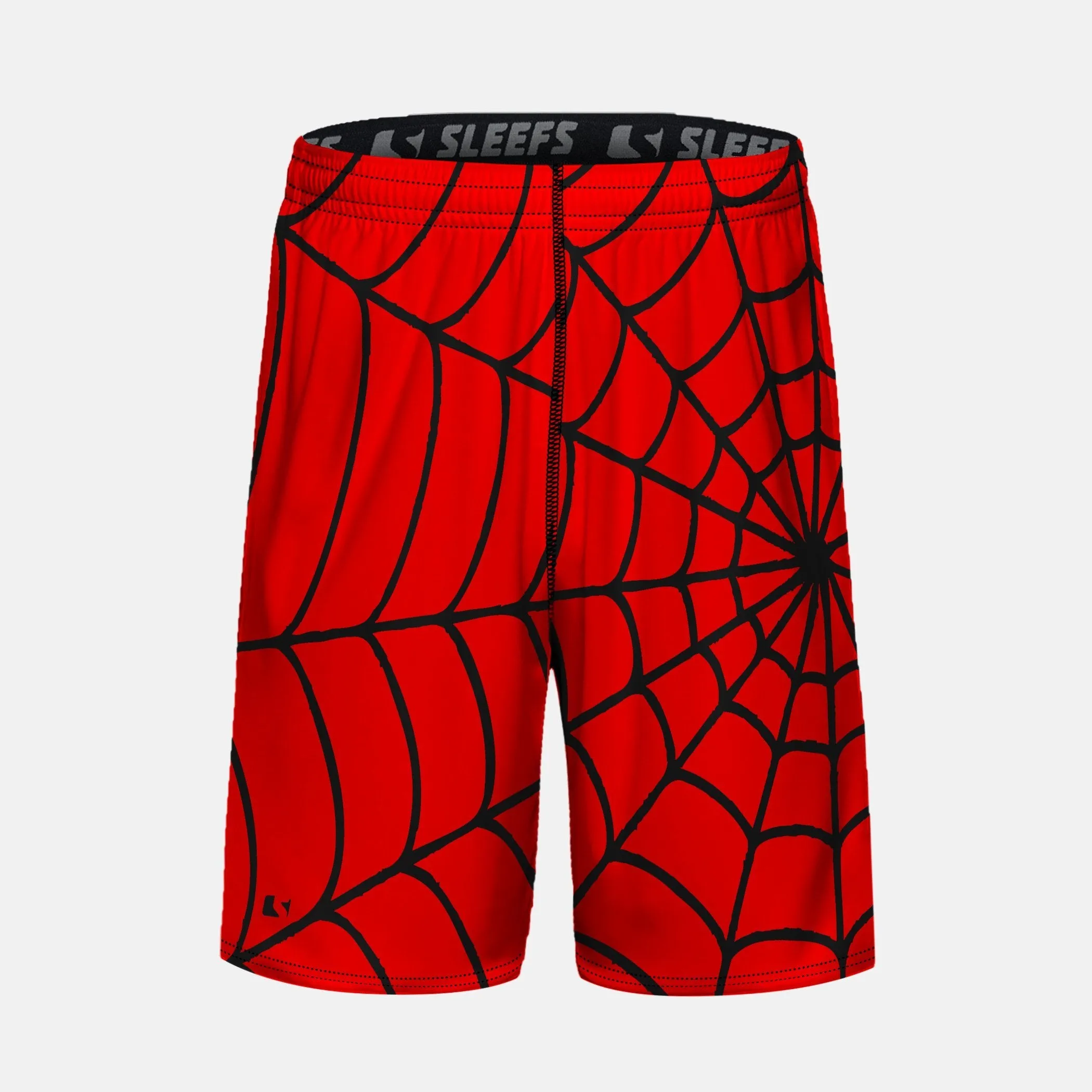 Red Web Pattern Kids Shorts