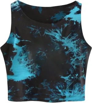 Remidoo Women's Casual Sleeveless Graphic Cropped Top Crewneck Tank Top Shirts
