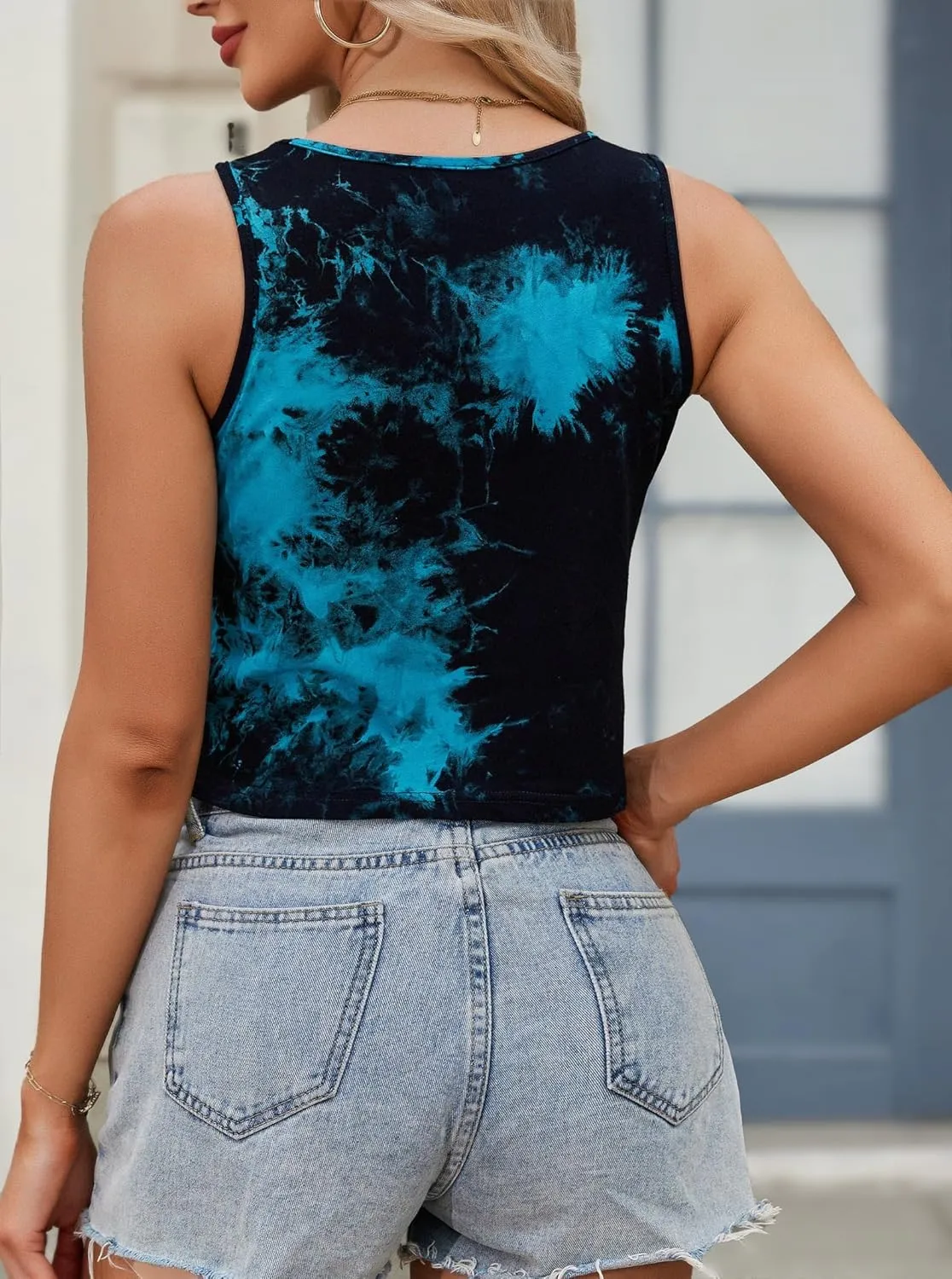 Remidoo Women's Casual Sleeveless Graphic Cropped Top Crewneck Tank Top Shirts