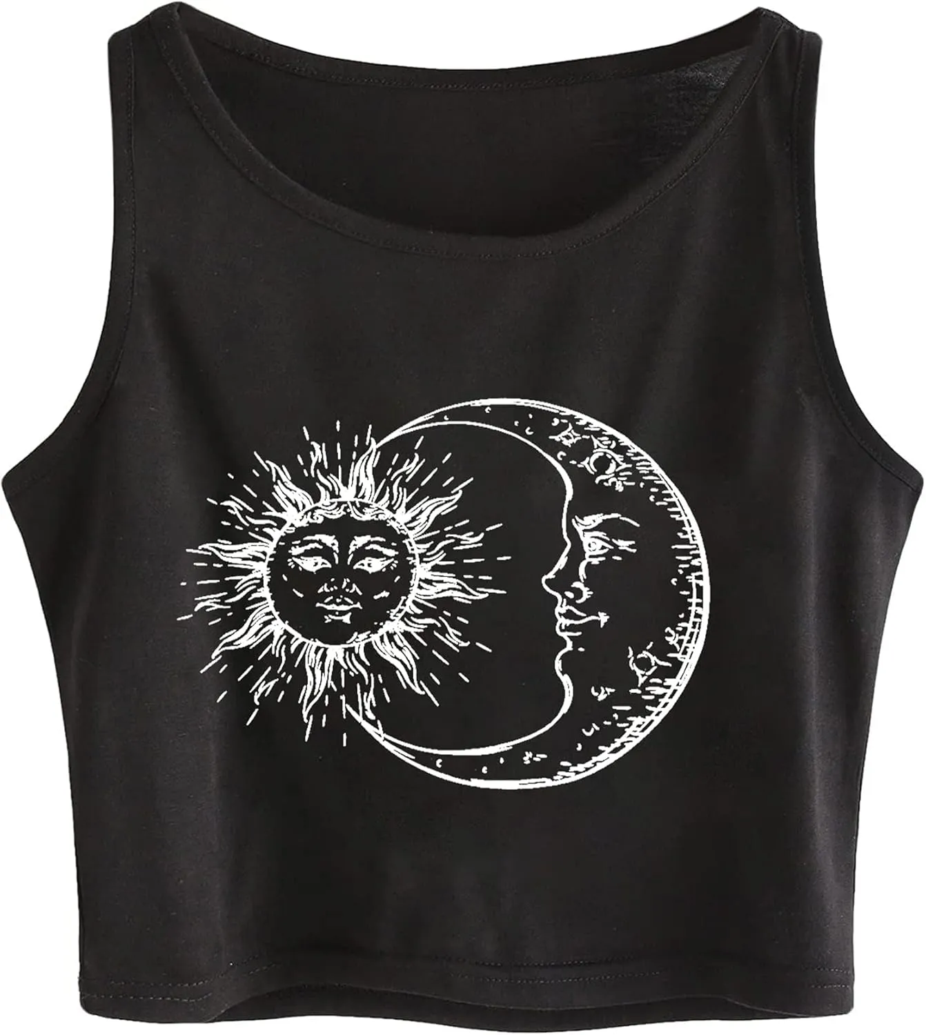 Remidoo Women's Casual Sleeveless Graphic Cropped Top Crewneck Tank Top Shirts