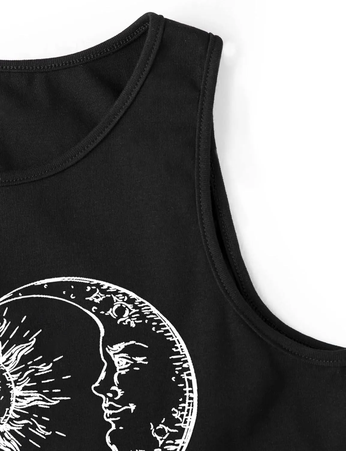 Remidoo Women's Casual Sleeveless Graphic Cropped Top Crewneck Tank Top Shirts