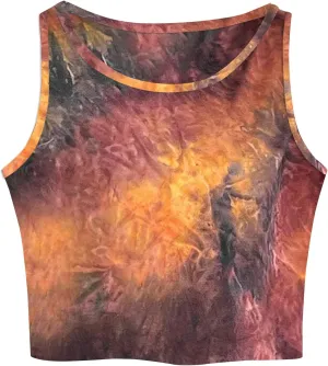 Remidoo Women's Casual Sleeveless Graphic Cropped Top Crewneck Tank Top Shirts