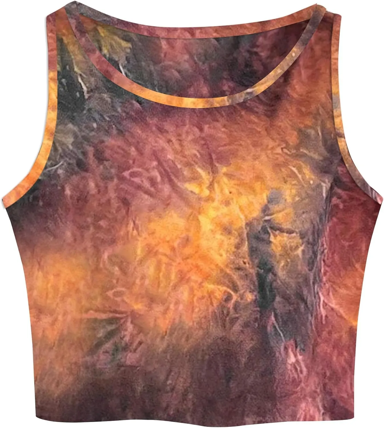 Remidoo Women's Casual Sleeveless Graphic Cropped Top Crewneck Tank Top Shirts