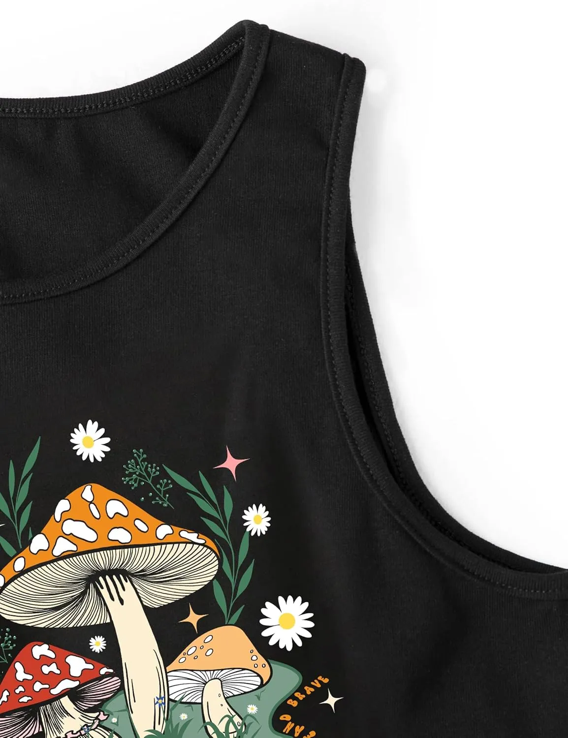 Remidoo Women's Casual Sleeveless Graphic Cropped Top Crewneck Tank Top Shirts