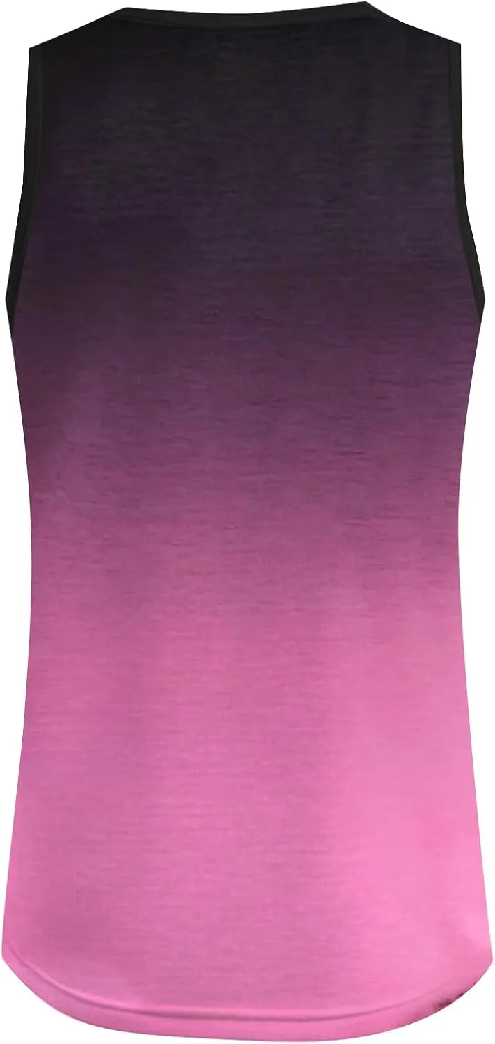 Remidoo Women's Ombre Sun Graphic Tank Top Crewneck Sleeveless Loose Fit Top Shirt