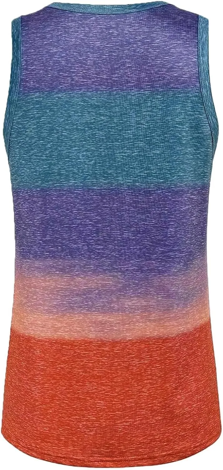 Remidoo Women's Ombre Sun Graphic Tank Top Crewneck Sleeveless Loose Fit Top Shirt
