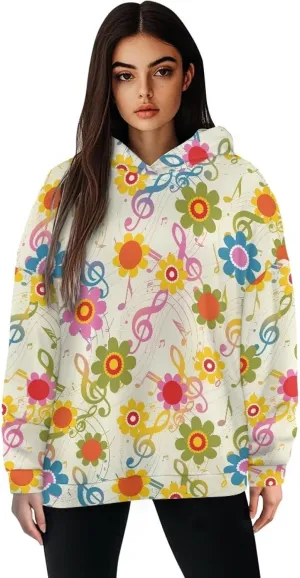 Retro Floral Women's Y2K Oversized Hoodies Casual Long Sleeve Loose Hooded Athletic Tops Pullover Sweatshirts