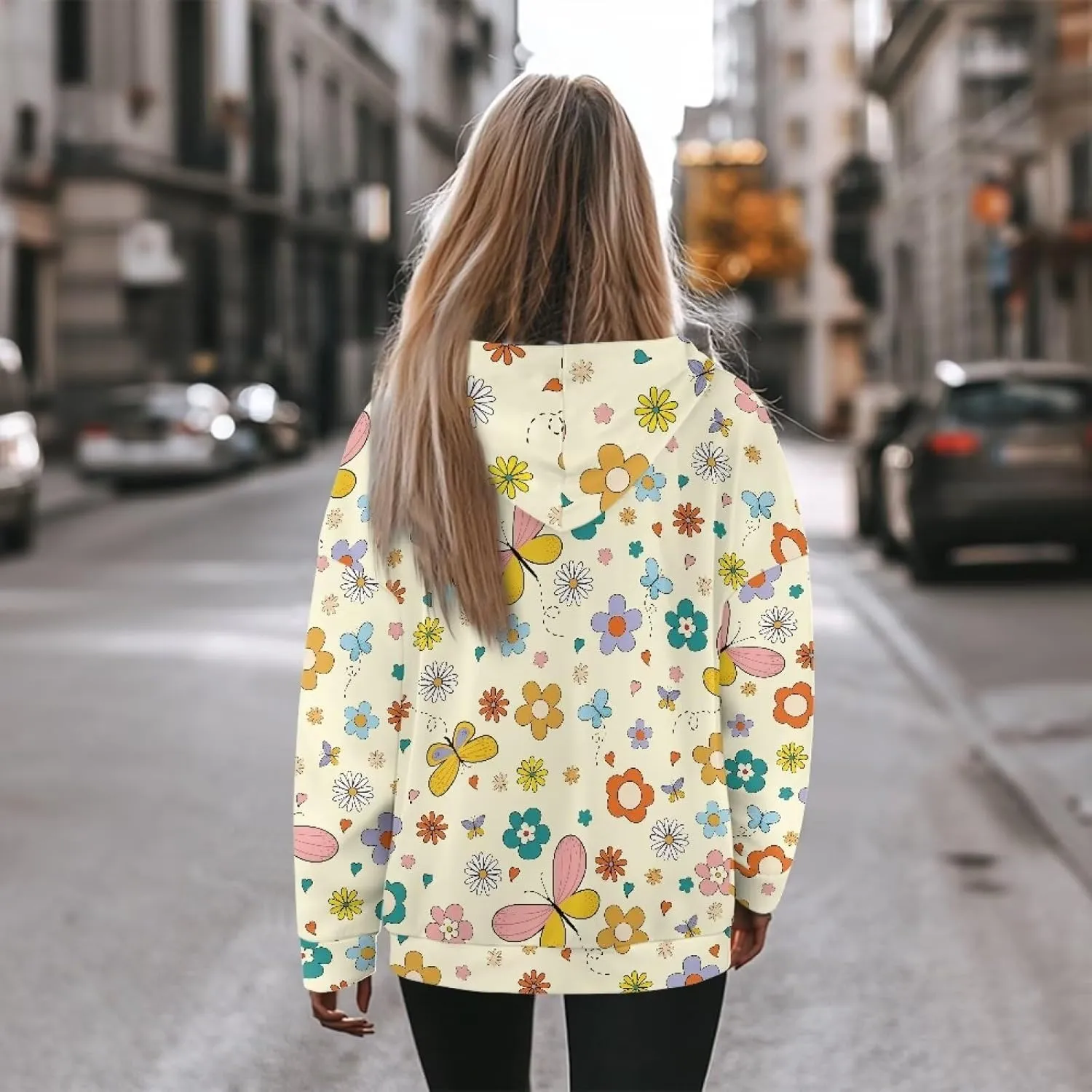 Retro Floral Women's Y2K Oversized Hoodies Casual Long Sleeve Loose Hooded Athletic Tops Pullover Sweatshirts