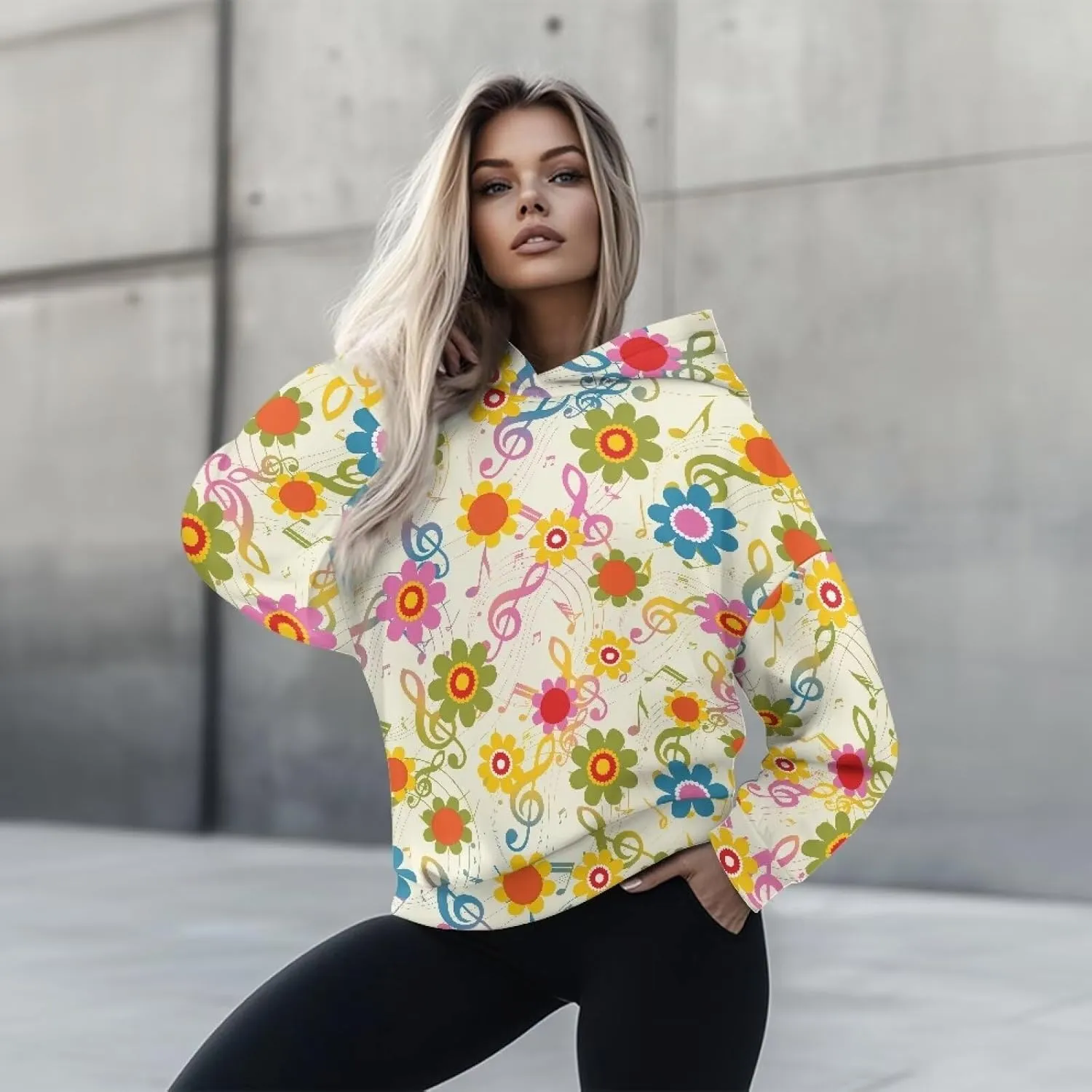 Retro Floral Women's Y2K Oversized Hoodies Casual Long Sleeve Loose Hooded Athletic Tops Pullover Sweatshirts