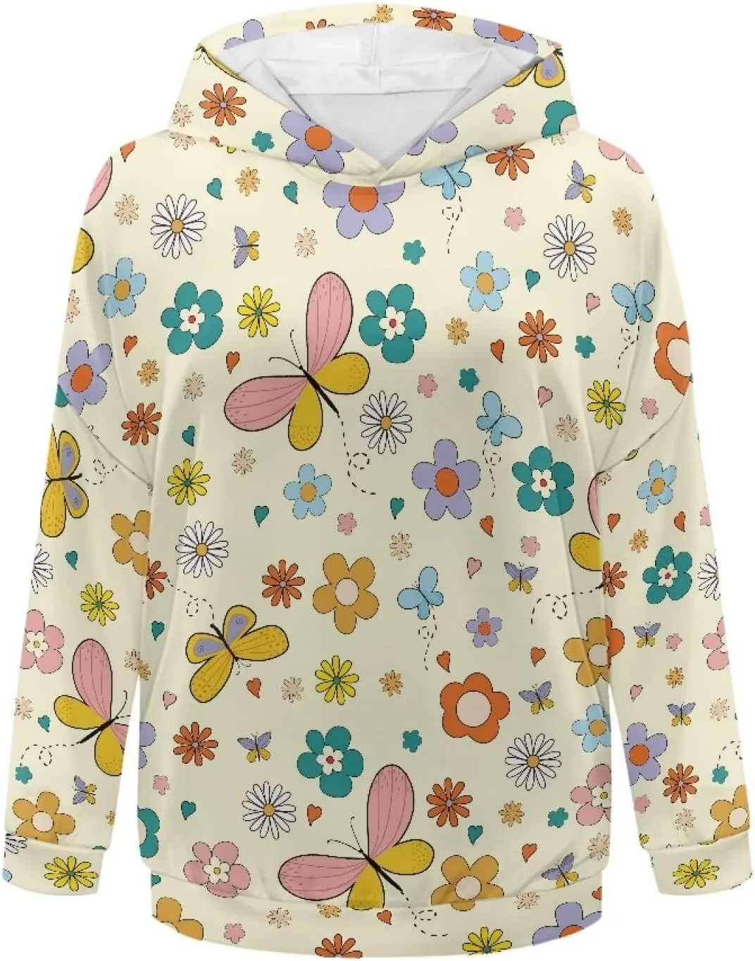 Retro Floral Women's Y2K Oversized Hoodies Casual Long Sleeve Loose Hooded Athletic Tops Pullover Sweatshirts