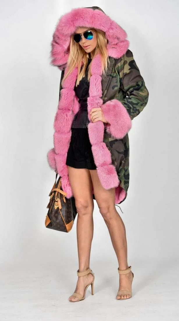 Roiii Women Thicken Warm Winter Coat Hood Down Parka Fleece Fur Outdoor Overcoat Long Jacket Outwear