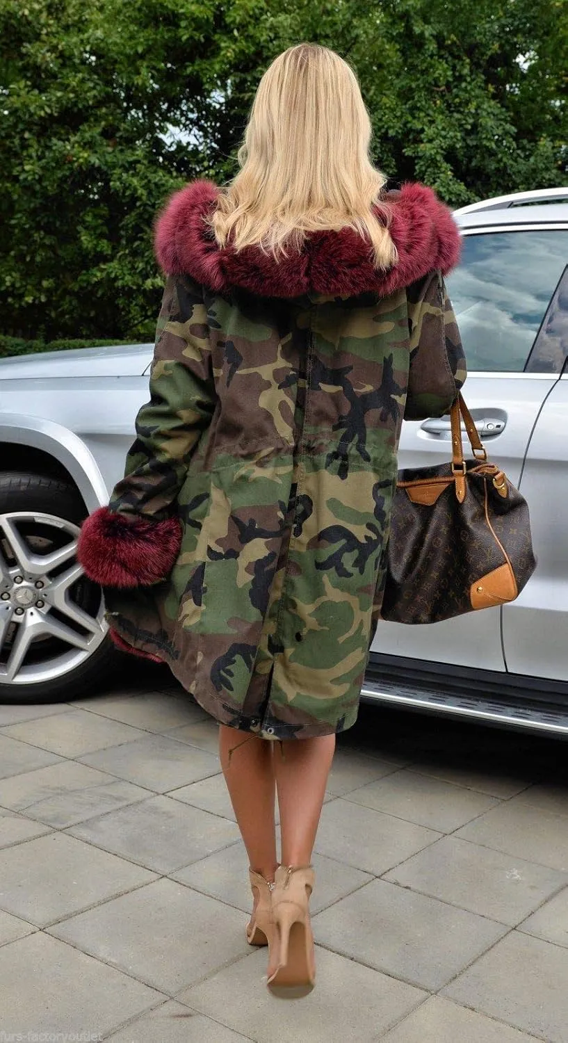 Roiii Women Thicken Warm Winter Coat Hood Down Parka Fleece Fur Outdoor Overcoat Long Jacket Outwear