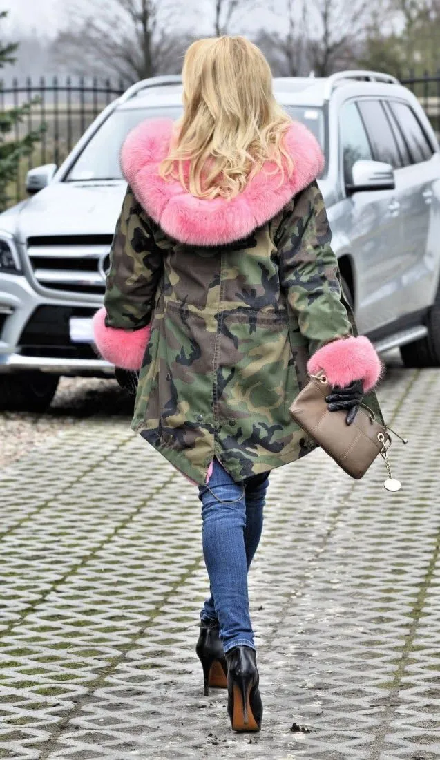 Roiii Women Thicken Warm Winter Coat Hood Down Parka Fleece Fur Outdoor Overcoat Long Jacket Outwear