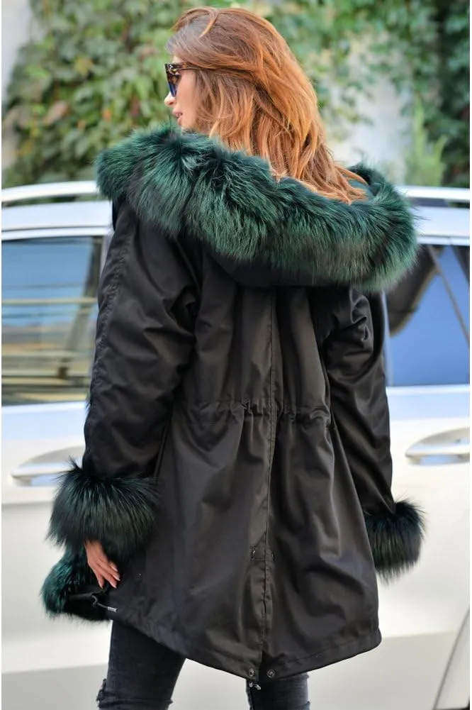 Roiii Women Thicken Warm Winter Coat Hood Down Parka Fleece Fur Outdoor Overcoat Long Jacket Outwear
