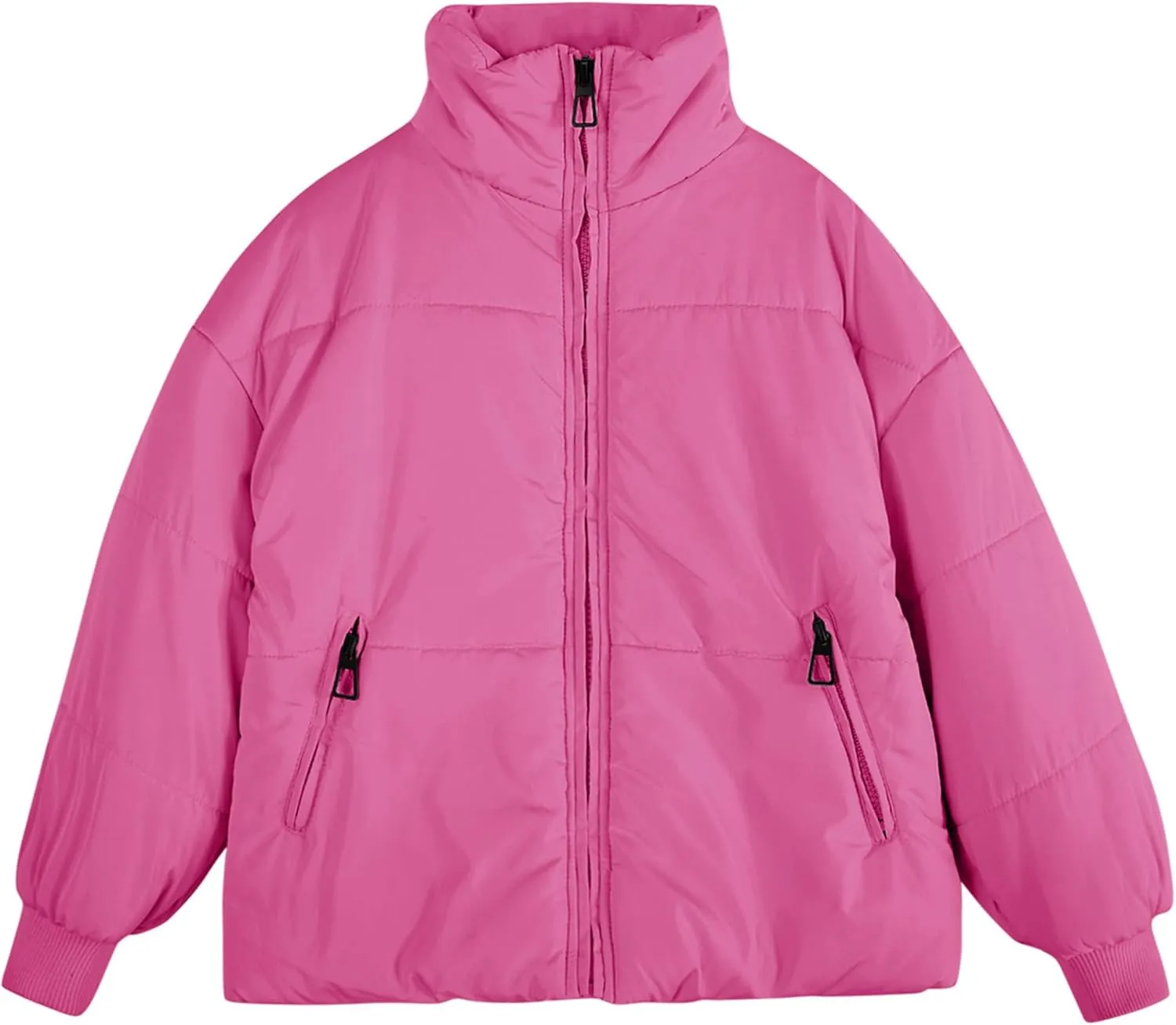 rrhss Girls Winter Long Sleeve Zip Puffer Jacket Kids Baggy Short Down Coats