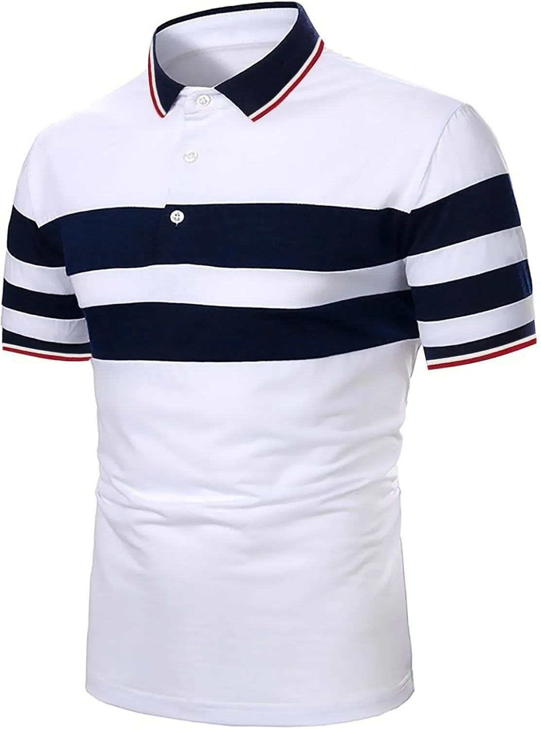 Safety Polo Shirt for Men Reflective Stripe Short Sleeve Button Down Golf Shirt Plus Size Casual Atheltic Workout Tee