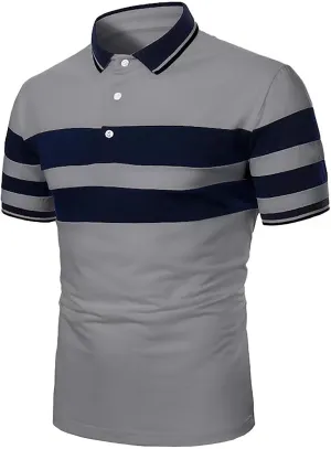 Safety Polo Shirt for Men Reflective Stripe Short Sleeve Button Down Golf Shirt Plus Size Casual Atheltic Workout Tee