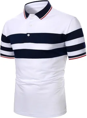 Safety Polo Shirt for Men Reflective Stripe Short Sleeve Button Down Golf Shirt Plus Size Casual Atheltic Workout Tee