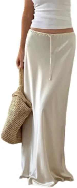 Satin Skirt Maxi Skirt Silk Skirts for Women Satin Maxi Skirt Old Money Aesthetic Clothing Women Fall