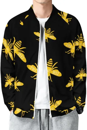 Save The Bees Bomber Jacket Men Lightweight Causal Flight Windbreaker Track Jacket Shirt
