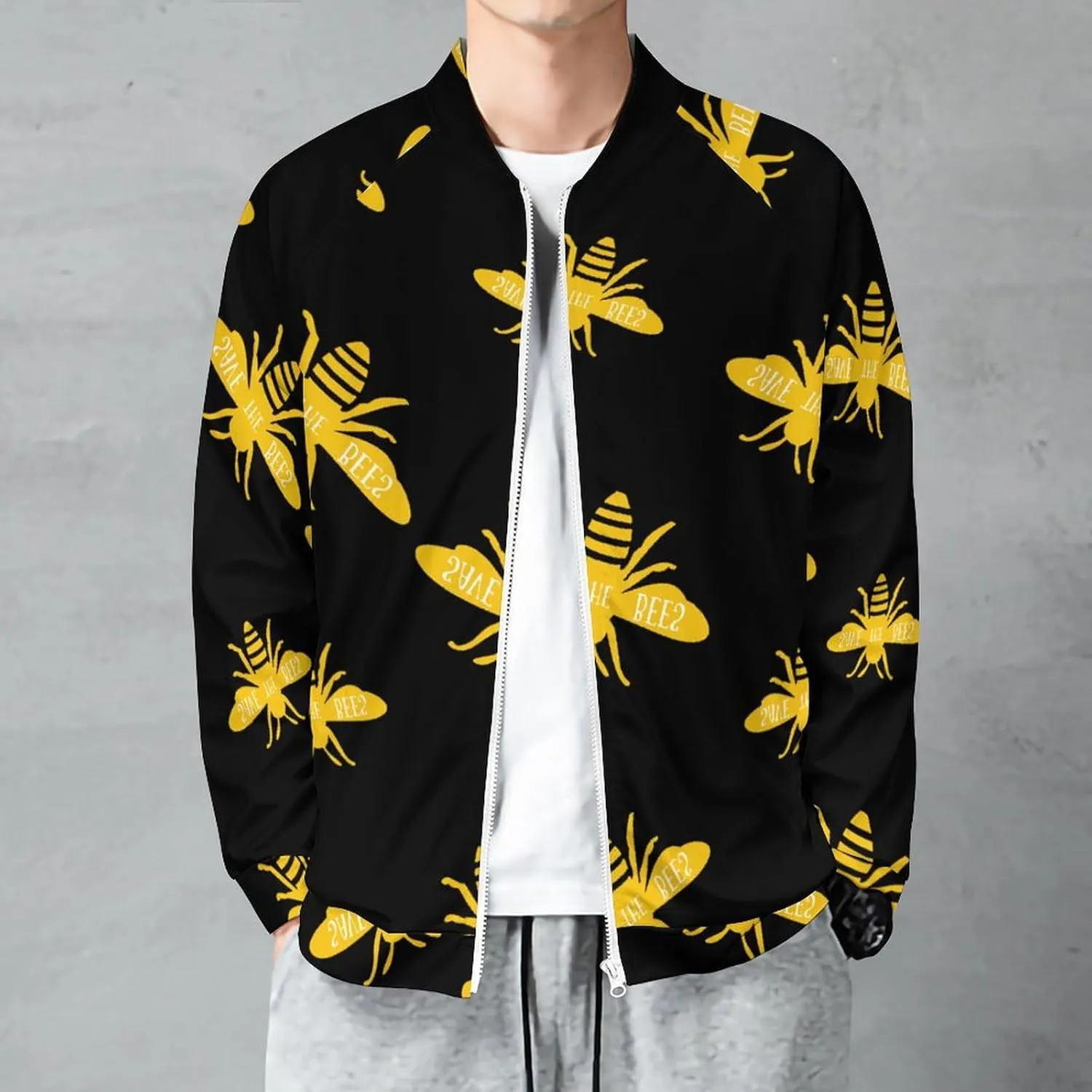 Save The Bees Bomber Jacket Men Lightweight Causal Flight Windbreaker Track Jacket Shirt