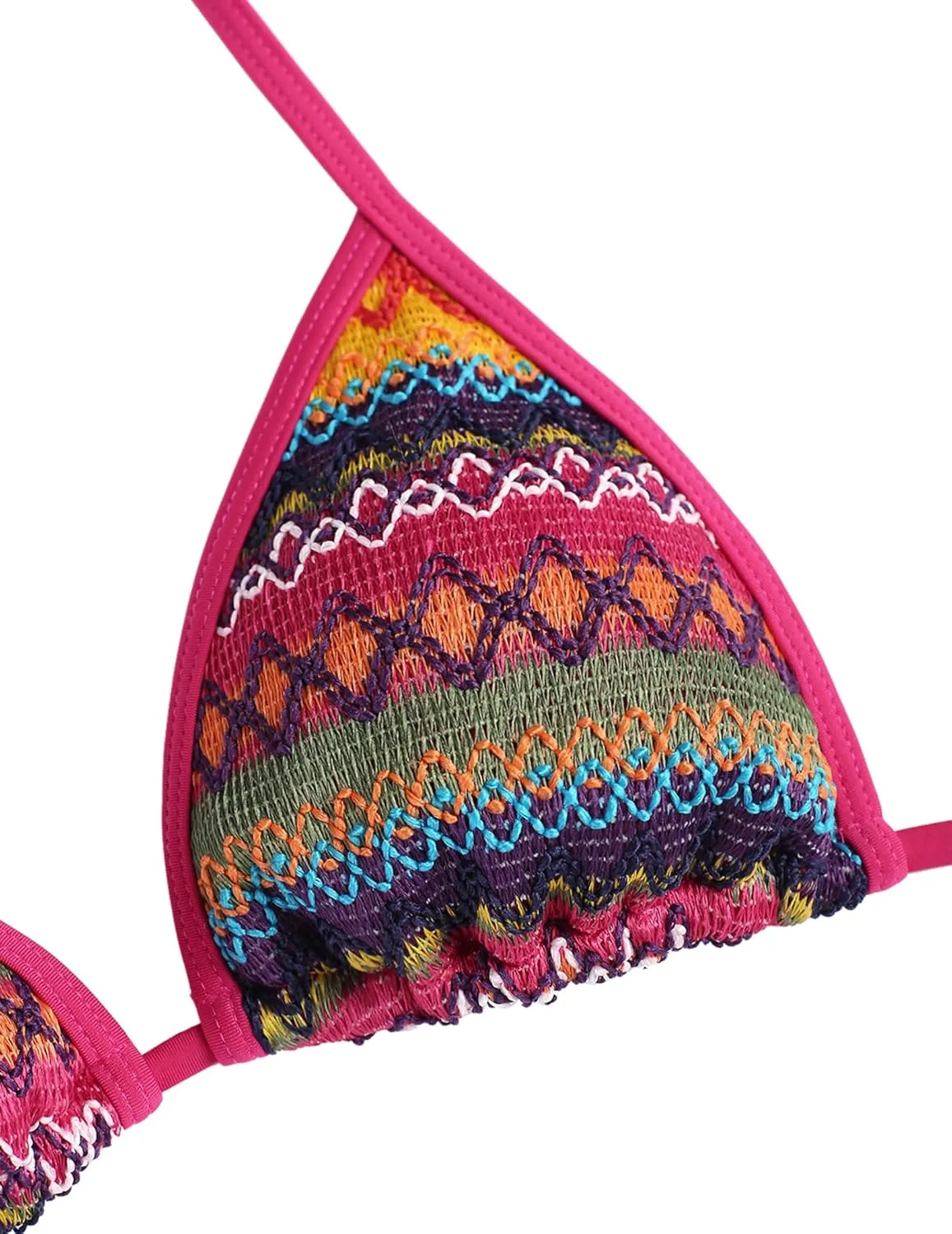 seamoly Women's Bikini Sets Halter Neck Crochet Colorblock Two Piece Swimsuits Open Back Sexy High Cut Thong Bathing Suit
