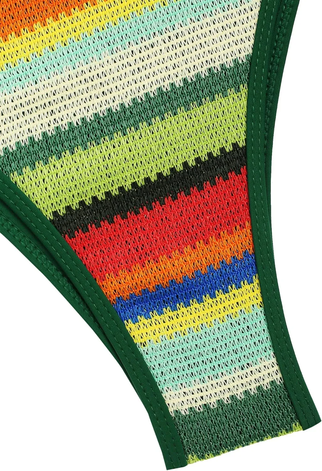 seamoly Women's Bikini Sets Halter Neck Crochet Colorblock Two Piece Swimsuits Open Back Sexy High Cut Thong Bathing Suit