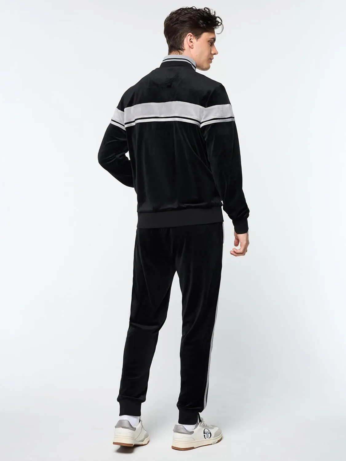 Sergio Tacchini Damarindo Velour Track Jacket- Black Beauty