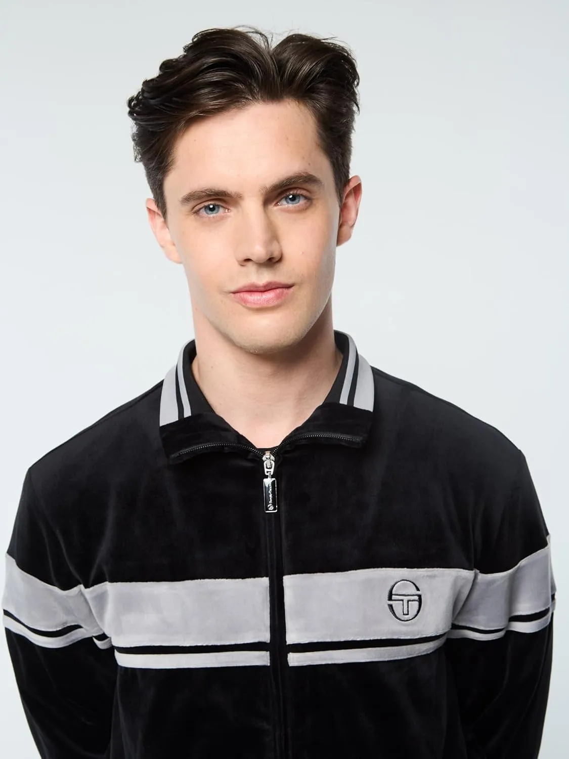 Sergio Tacchini Damarindo Velour Track Jacket- Black Beauty
